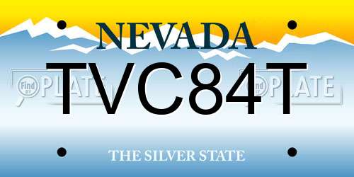 TVC84T Nevada License Plate