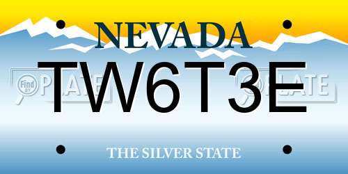 TW6T3E Nevada License Plate