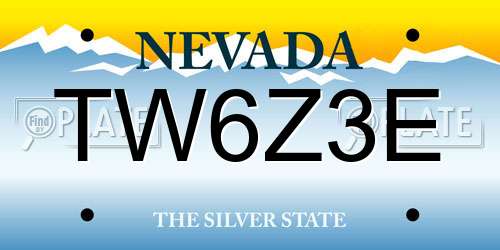 TW6Z3E Nevada License Plate