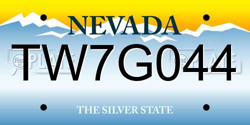 TW7G044 Nevada License Plate