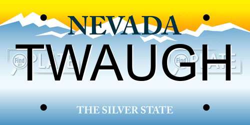 TWAUGH Nevada License Plate