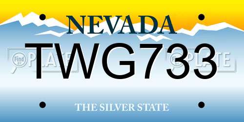 TWG733 Nevada License Plate