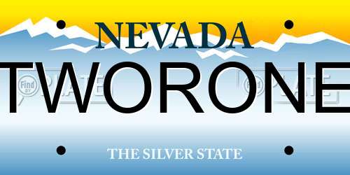 TWORONE Nevada License Plate