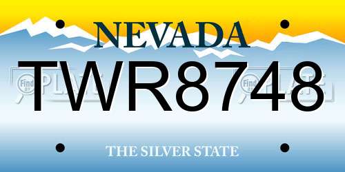 TWR8748 Nevada License Plate