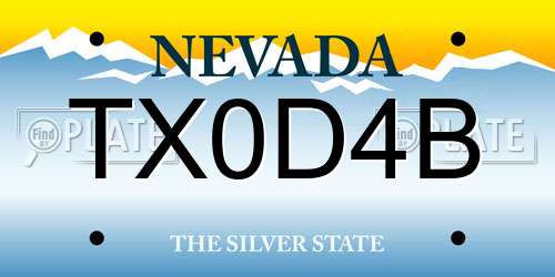 TX0D4B Nevada License Plate