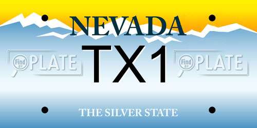 TX1 Nevada License Plate