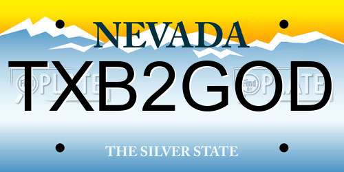 TXB2GOD Nevada License Plate
