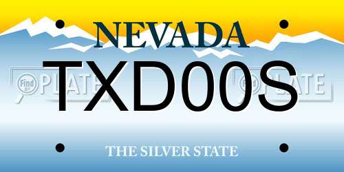 TXD00S Nevada License Plate
