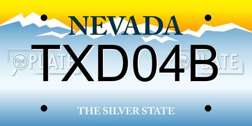 TXD04B Nevada License Plate