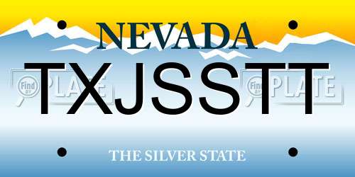 TXJSSTT Nevada License Plate