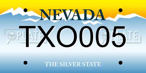 TXO005 Nevada License Plate