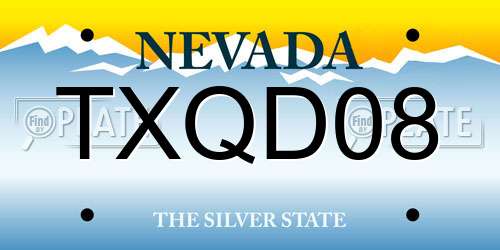 TXQD08 Nevada License Plate