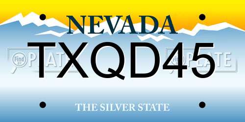 TXQD45 Nevada License Plate