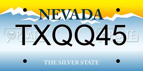 TXQQ45 Nevada License Plate