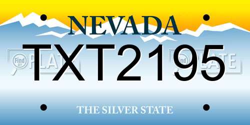 TXT2195 Nevada License Plate