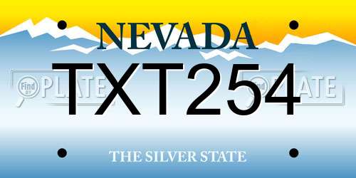 TXT254 Nevada License Plate