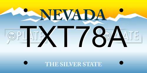 TXT78A Nevada License Plate