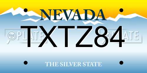 TXTZ84 Nevada License Plate