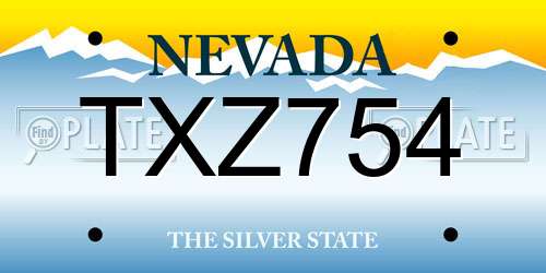 TXZ754 Nevada License Plate