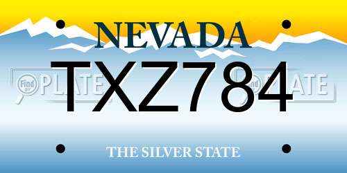 TXZ784 Nevada License Plate
