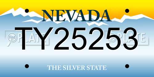 TY25253 Nevada License Plate