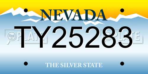 TY25283 Nevada License Plate