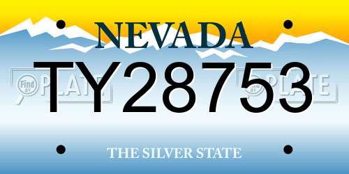 TY28753 Nevada License Plate