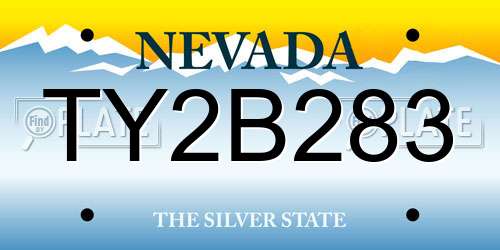 TY2B283 Nevada License Plate