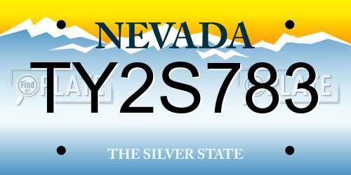 TY2S783 Nevada License Plate