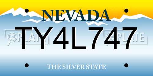 TY4L747 Nevada License Plate