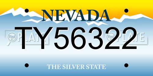 TY56322 Nevada License Plate