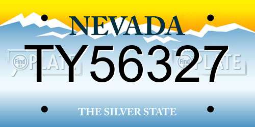 TY56327 Nevada License Plate