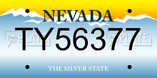 TY56377 Nevada License Plate