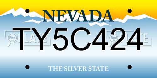 TY5C424 Nevada License Plate