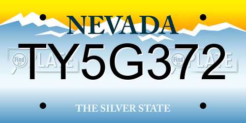 TY5G372 Nevada License Plate