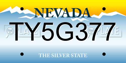 TY5G377 Nevada License Plate