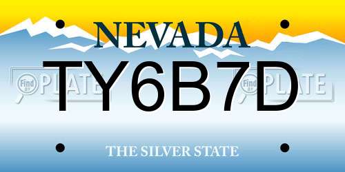 TY6B7D Nevada License Plate