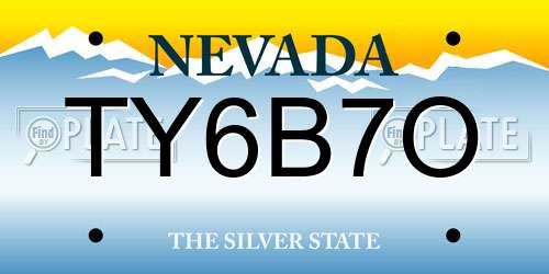 TY6B7O Nevada License Plate