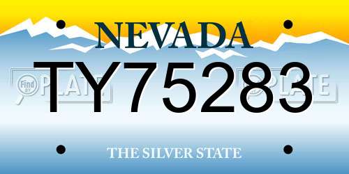 TY75283 Nevada License Plate