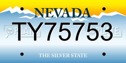 TY75753 Nevada License Plate