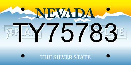 TY75783 Nevada License Plate