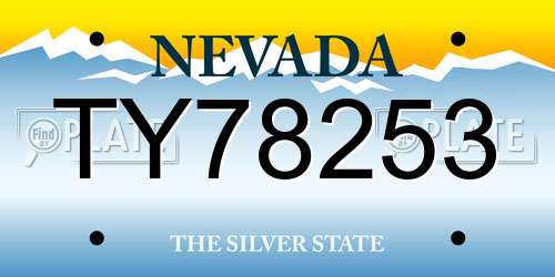 TY78253 Nevada License Plate