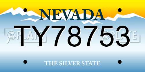 TY78753 Nevada License Plate
