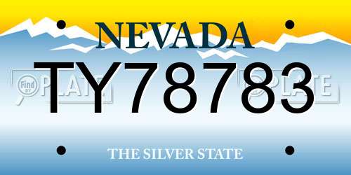 TY78783 Nevada License Plate