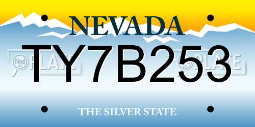 TY7B253 Nevada License Plate