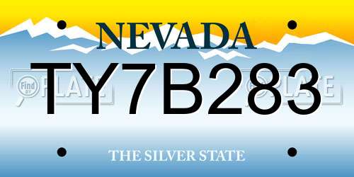 TY7B283 Nevada License Plate