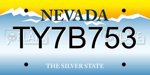 TY7B753 Nevada License Plate