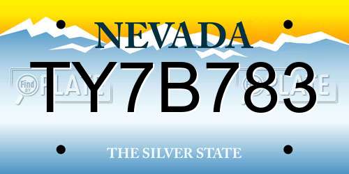 TY7B783 Nevada License Plate