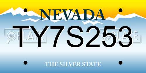 TY7S253 Nevada License Plate