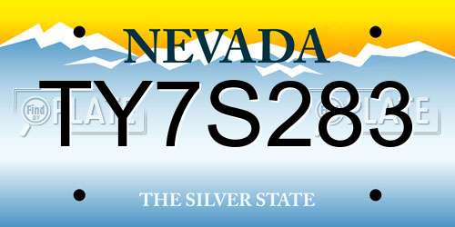 TY7S283 Nevada License Plate